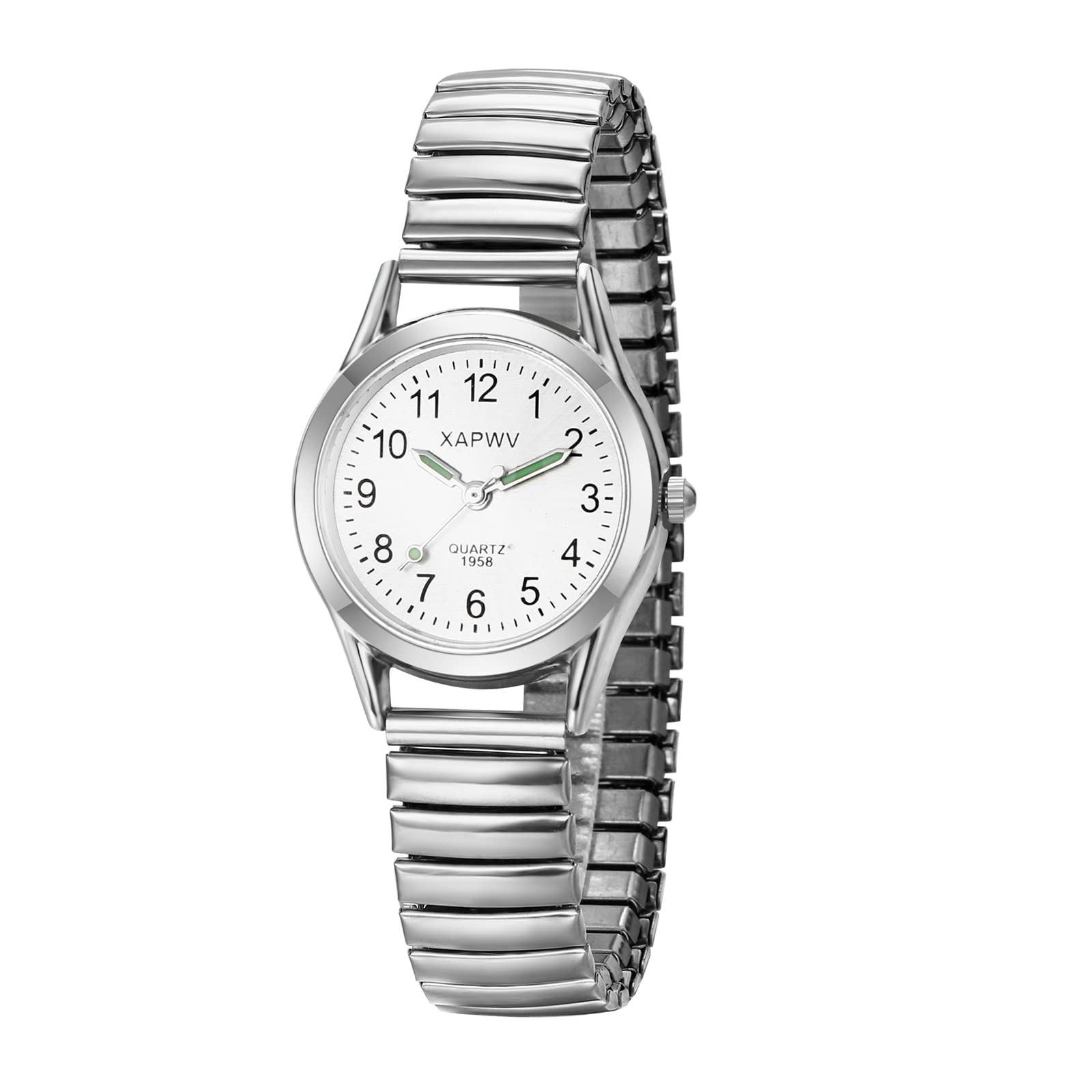 JewelryWe Reloj de Cuarzo para Hombre, Reloj de Banda Elástica, Reloj de Pareja de Manecillas Luminosas Digitales Claras y Fáciles de Leer