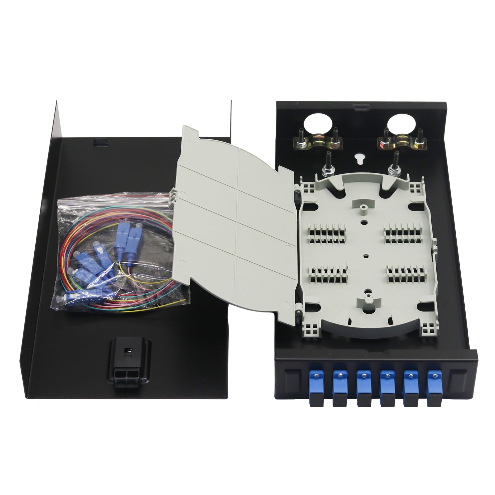 Fiber Optic Distribution Box 2-Pack SC-UPC 6-Port DIN Rail Fiber Optic ...