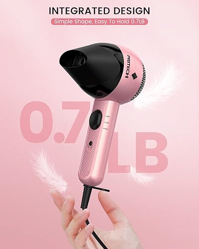 Miniatura 5 de Secador de pelo de doble voltaje, mini secador de pelo de viaje, ligero, silencioso, compacto, con concentrador, secador de pelo de 1000 W con