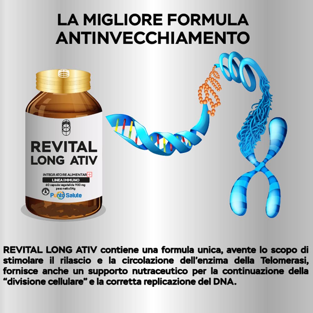 SEB - Revital Long Ativ - Integratore alimentare naturale da 60 capsule da 900 mg - Prodotto in Italia - Senza glutine