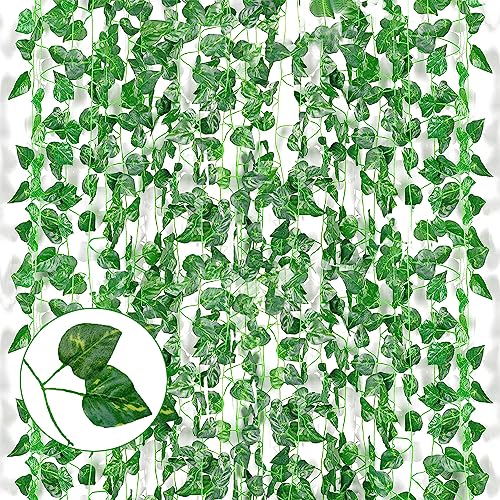 Yahuaa 12 Pack 82Ft Artificial Ivy Greenery Garland, Fake Vines Hanging Plants Backdrop For Room Bedroom Wall Decor… #TOP3