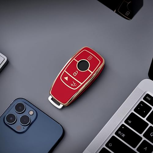 Vista 6 de ELOHEI Funda para llavero de Mercedes Benz, funda suave de alta calidad de protección completa de 360 grados, accesorios para Mercedes Benz E, S, C