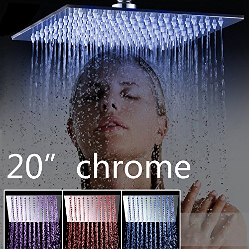 WEIXINTECH LED Shower-Head Stainless Steel Showerhead Bathroom Shower Faucet Head Rain Ultrathin Shower Head Set Rainfall (20 inch)