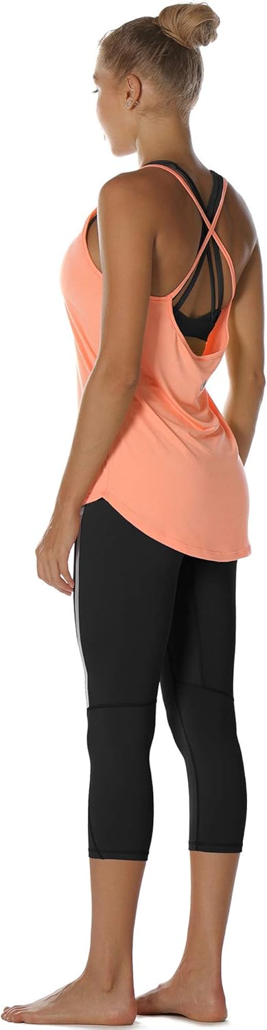 icyzone Workout Tank Tops for Women - Athletic Yoga Tops Open Back Strappy Running Shirts