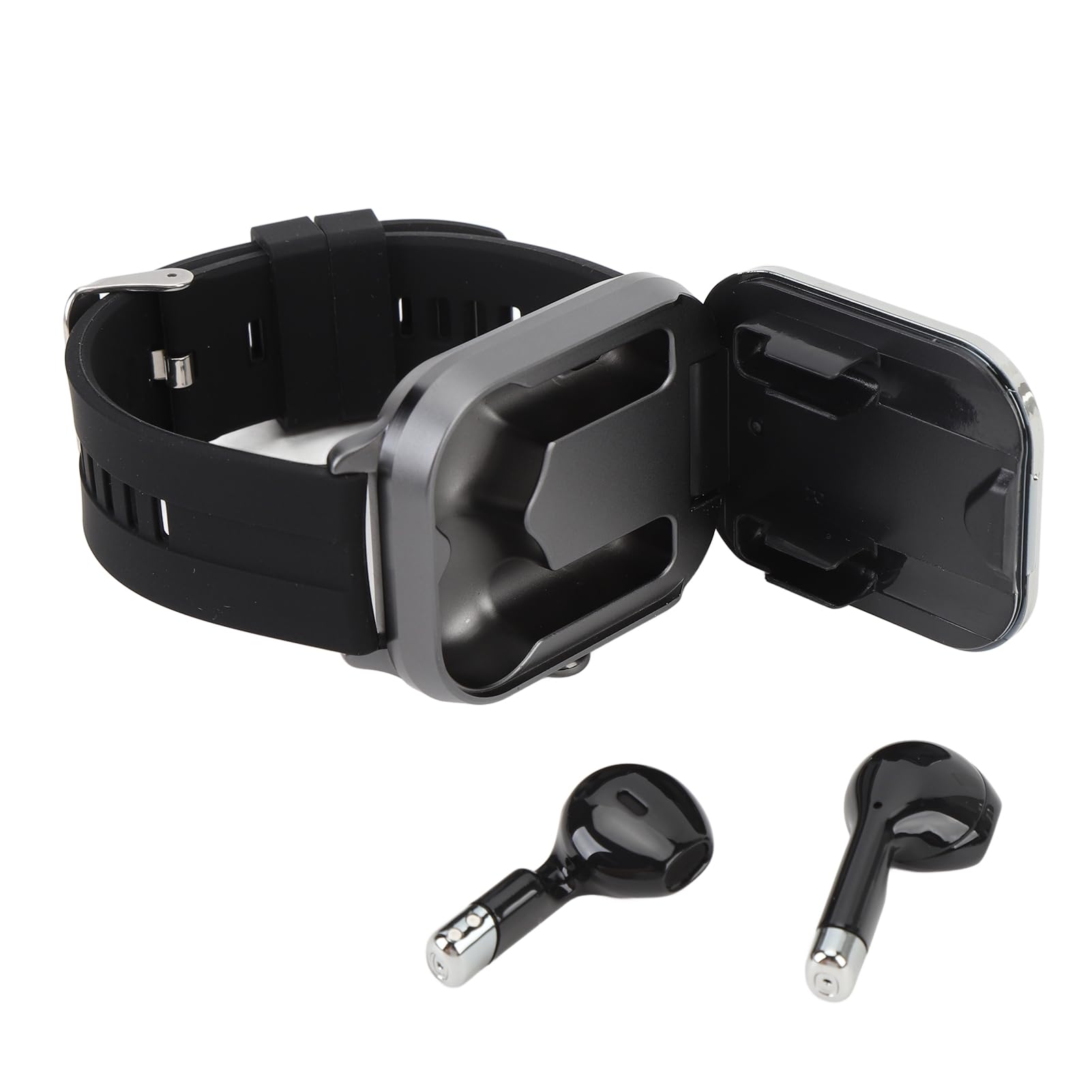 Inteligentny Zegarek 2 w 1 ze Słuchawkami Stylowe Połączenie Bluetooth Odtwarzanie Muzyki dla Miłośników Sportu 2,01-calowy Ekran Dotykowy TFT (Srebrny żel)