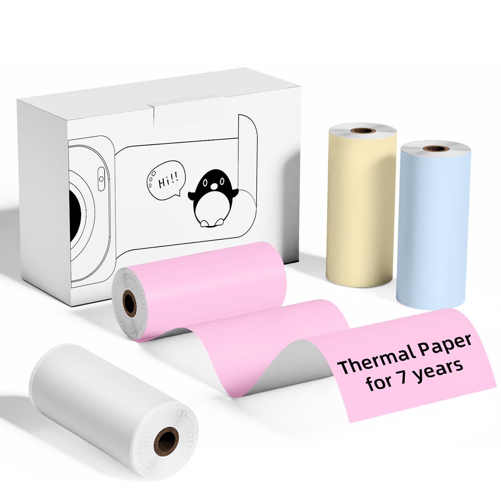 ASprink Color Thermal Paper 4 Rolls, Compatible with T02 M02X M02L M02 M02PRO M02S P2 P2S M04S Portable Thermal Printer