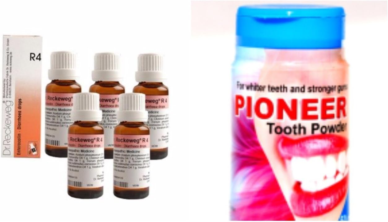 Dr Reckeweg Germany R4 Diarrhoea Drops 22ML Pack of 2 with Free Pioneer Tooth Powder