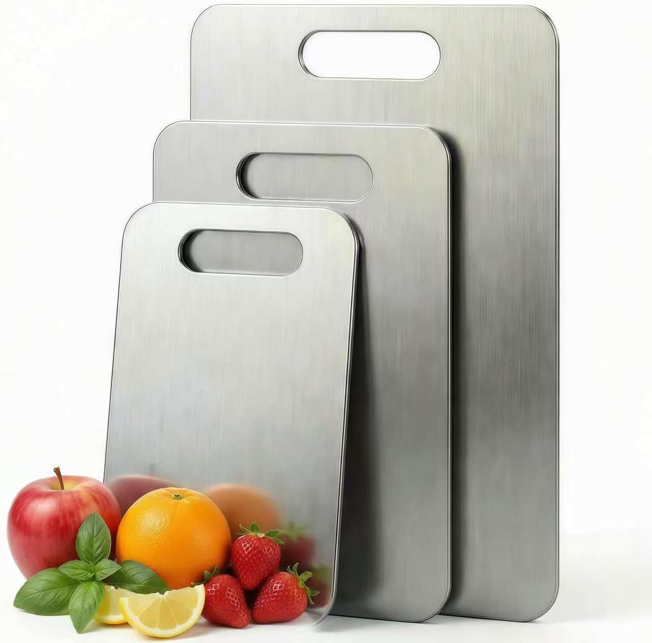 3 PCS Titanium Cutting Boards for Kitchen, Non Toxic Dishwasher Safe Chopping Board Set, Food-Grade Pure Titanium & Warp Proof (15.3"x11", 13.4"x9", 11.8"x7.9")