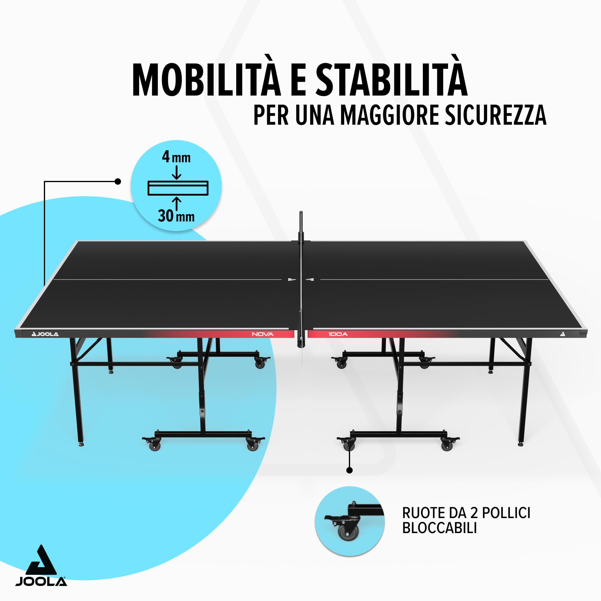 JOOLA tavolo da ping pong NOVA-resistente alle intemperie,pieghevole,regolabile in altezza con rete da ping pong
