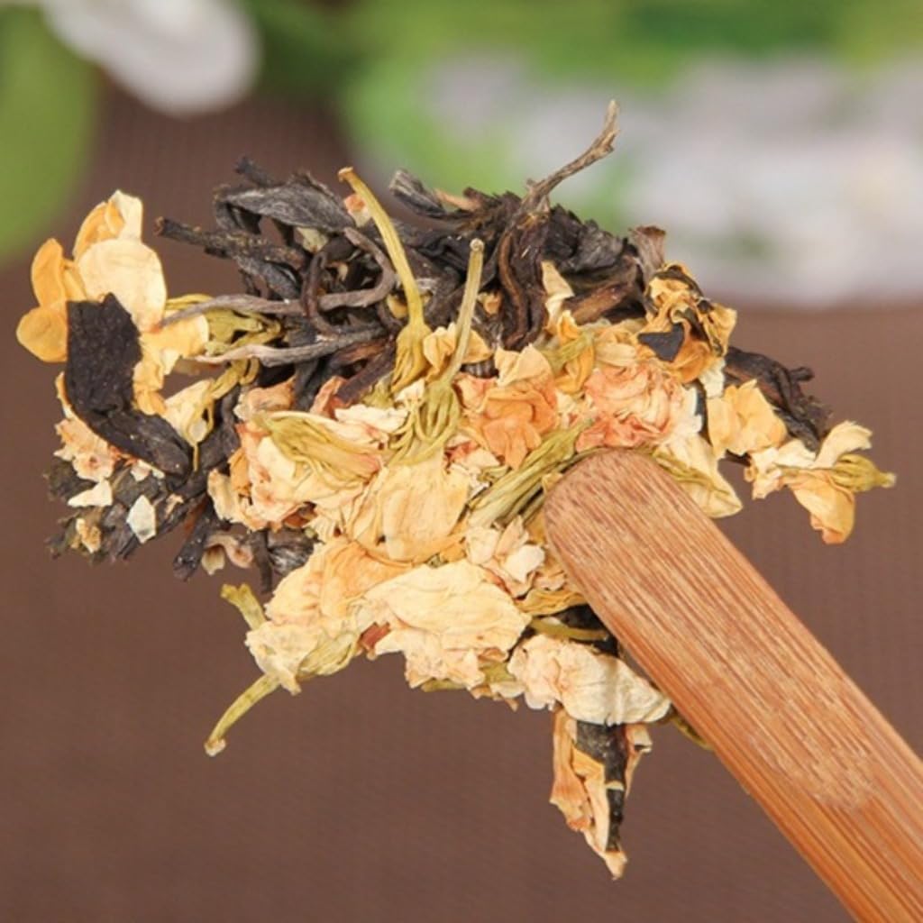Thé Pu-erh Cru Du Yunnan | Gâteau De Thé Vert Au Jasmin | De Qualité A, Thé Floral Pressé Parfumé | Boisson Naturelle Saine (100g * 5)