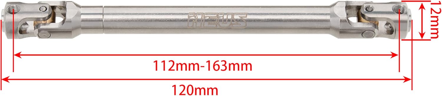 MEUS RACING Universal Driveshaft for SCX10 SCX10 II Wraith TRX4 1/10 RC Crawler Upgrades Parts, 112-163mm