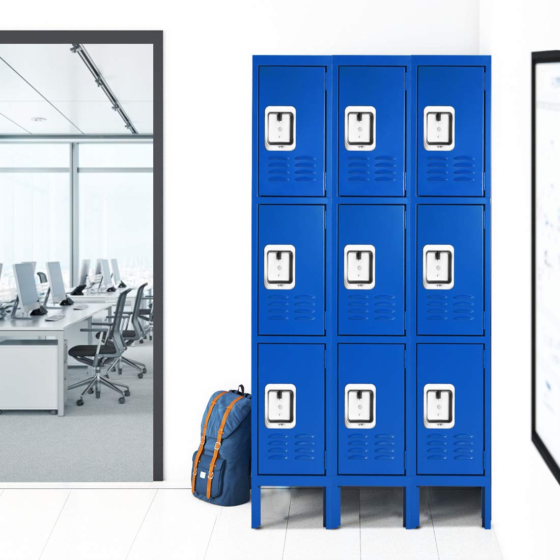 Amazon.com: GREENVELLY Metal 3-Tier Lockers for Employees Steel Lockers for  Gym, Metal Storage Locker with Louvers, 3 Door Locker for  Office,Home,School (Blue) : Office Products