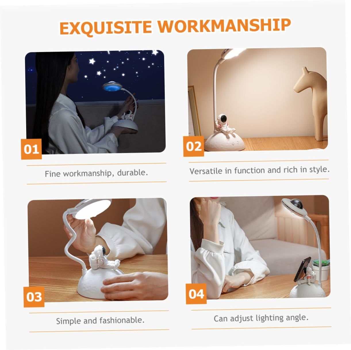 SOLUSTRE Tabletop Light Phone Stand and Dimming Room Projector Lamp Stylish Astronaut Design for Bedroom Atmosphere Brightness USB Charging Versatile Desktop Ornament