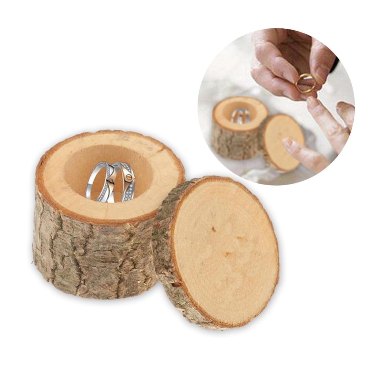 Abaodam 3pezzi Scatola Per Anelli Legno Rustico Con Coperchio Portafedi Per Matrimonio Fidanzamento e Proposte Romantiche Elegante Scatola Vintage Per Gioielli Di Adatta Per Cerimonie