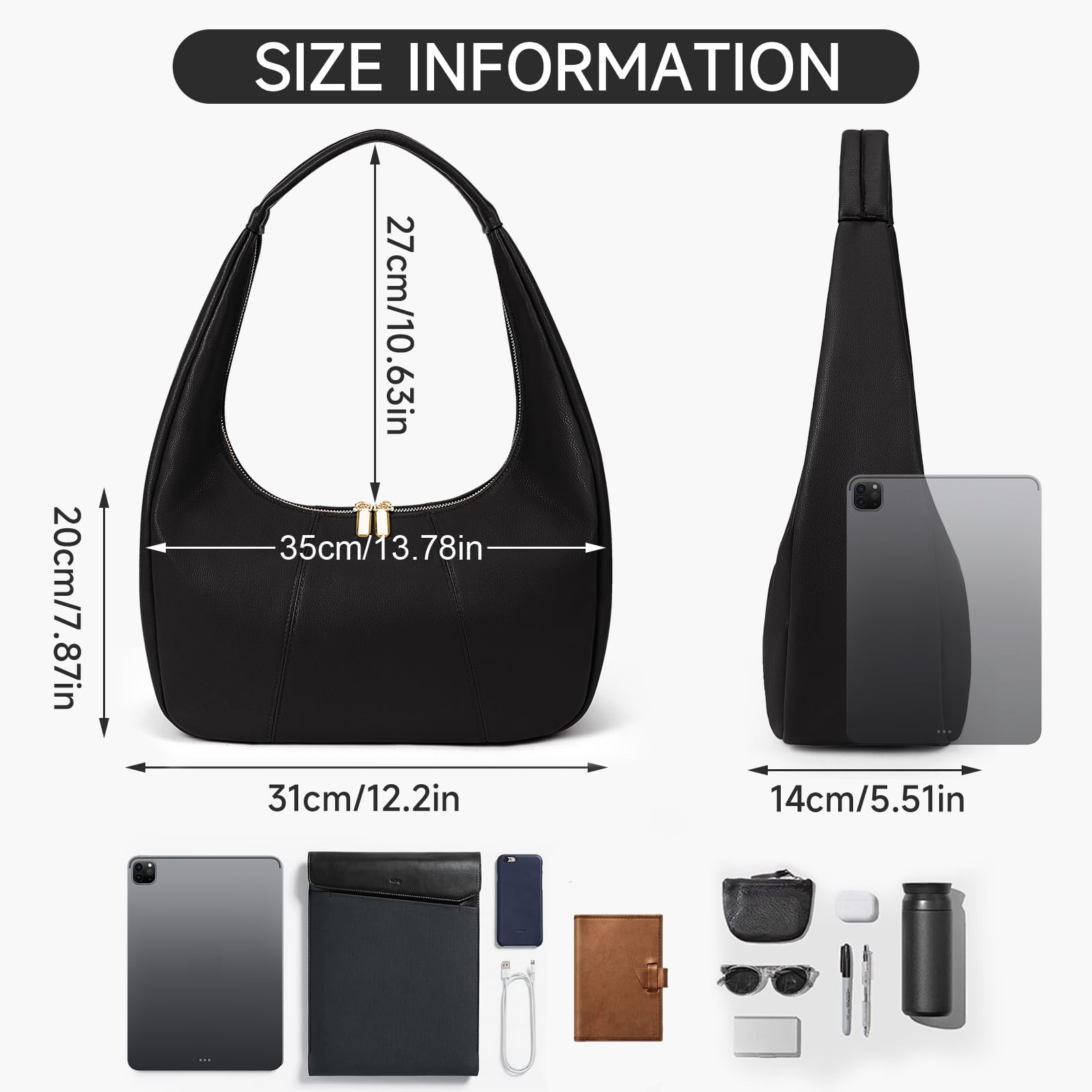 ACUYE Bolso de mano para mujer, de piel sintética, bolso de hombro para mujer, bolso de mano de cuero moderno de media luna