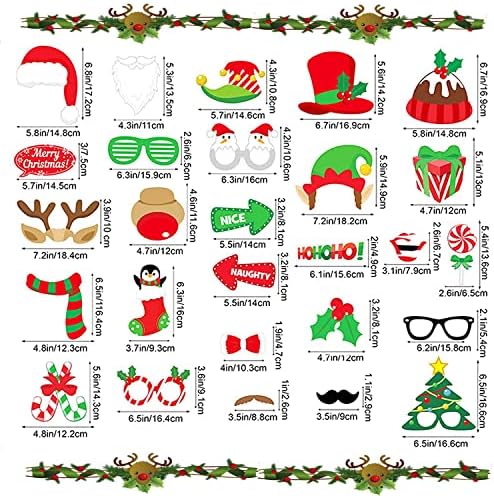 Christmas Inflatable Photo Booth with 32Pcs Photo Booth Props Selfie Picture Frame for Christmas Family Party,Giant Props Frame Celebration Blow Up Party Prop,Christmas Party Game Accessories Supply