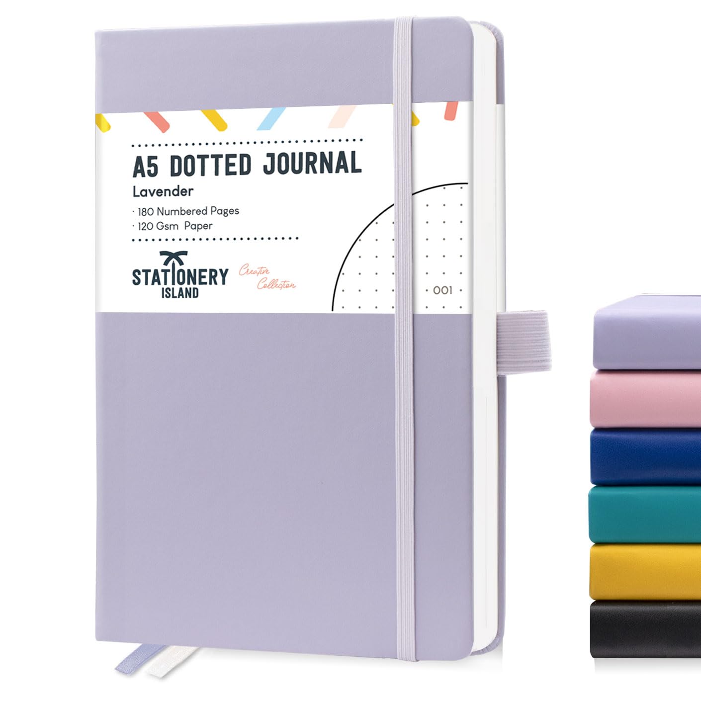 STATIONERY ISLAND A5 Bullet Dotted Journal, 180 Numbered Paged Hardcover Dotted Notebook, 120gsm Thick Paper, 5.3"x8.4" for Journaling, Study and Travel (Lavender)