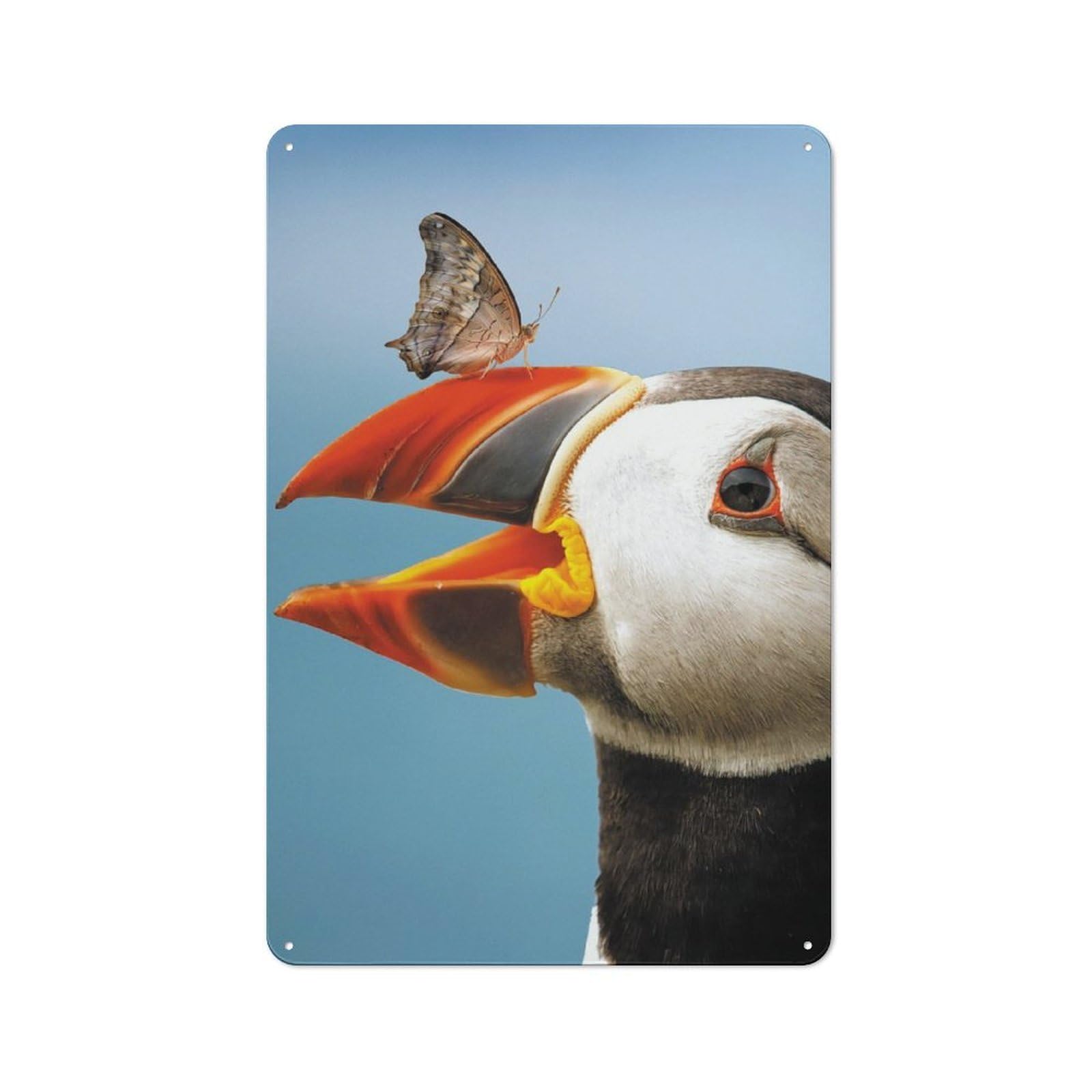Junmoney Atlantic Puffin Butterfly Metal Wall Sign 30X20cm Featuring For Bar Or Restaurant, For Bar Decor Enthusiasts