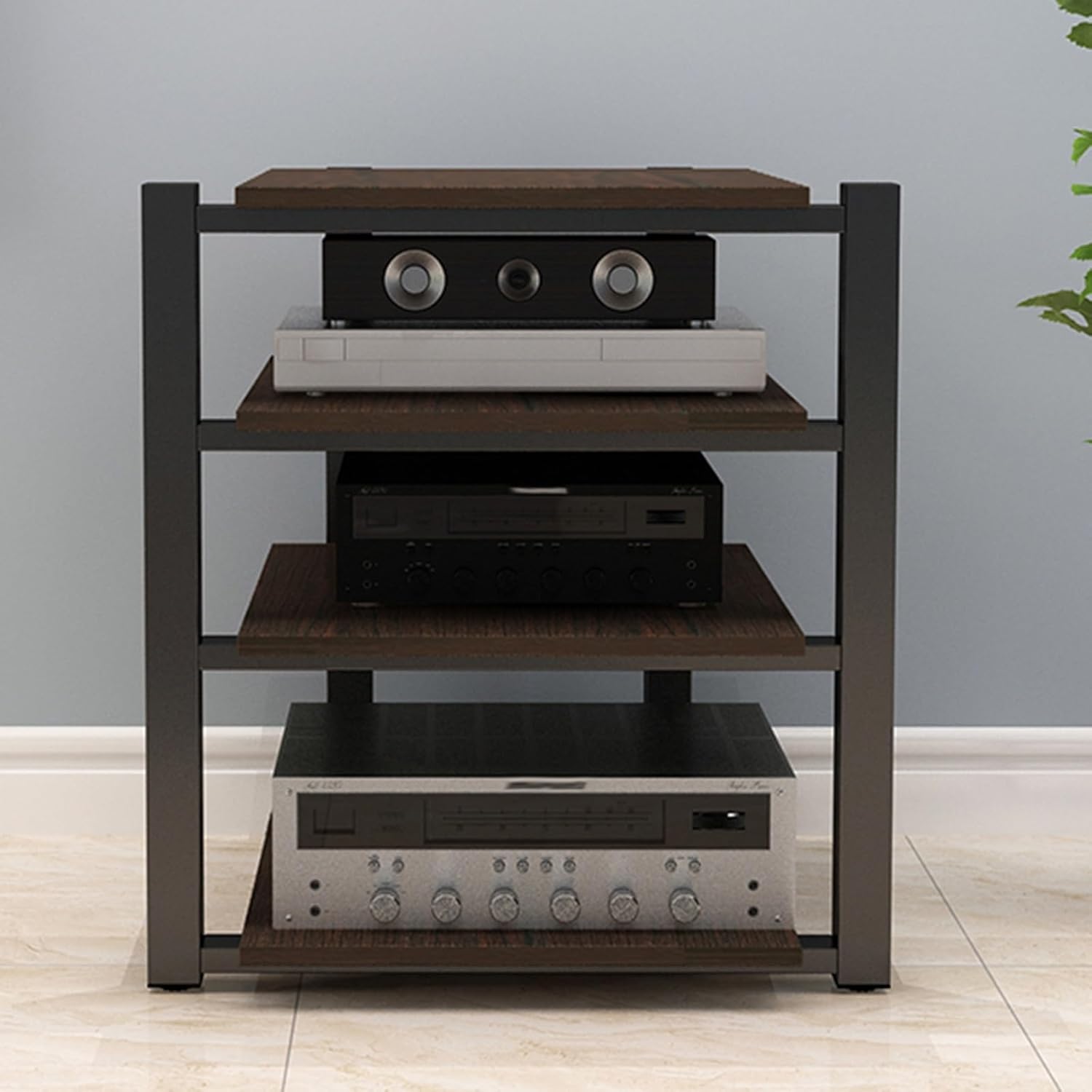 Amazon.com: RENLXFI Modern Stereo Rack System, 4 Tier - 35in High ...