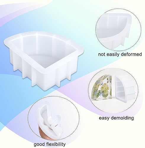 Miniatura 4 de Molde de resina para sujetalibros grandes, 1 par de organizador de libros de geoda de silicona sectorial, molde epoxi de cristal para libros,