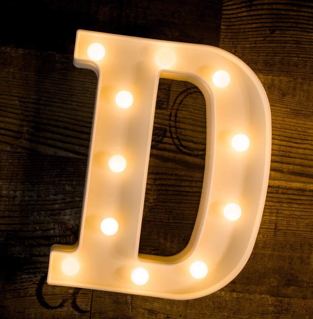 MIRADH LED Marquee Letter Lights Sign; Light Up Alphabet Letters for Wedding Birthday Party Christmas Home Bar Decoration; Warm White (Letter-D)-image-23