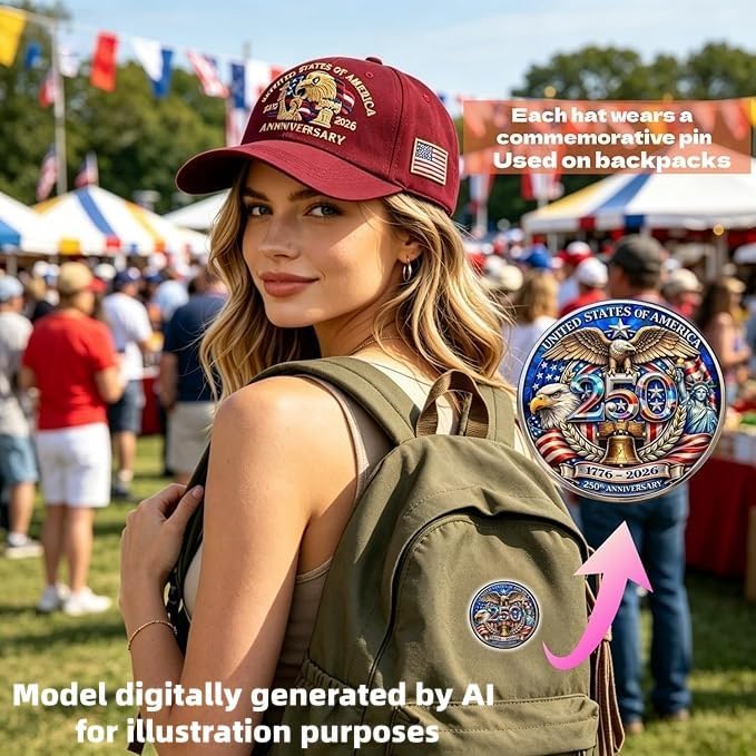 Gorra patriótica ajustable USA aniversario 250 años miniatura 6