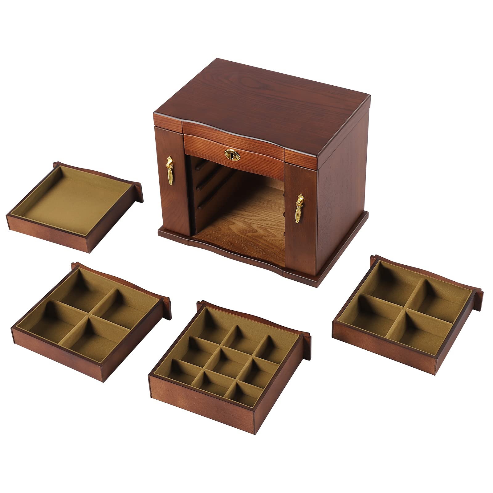 Boîte à Bijoux En Bois Marron Foncé, Organiseur De Bijoux En