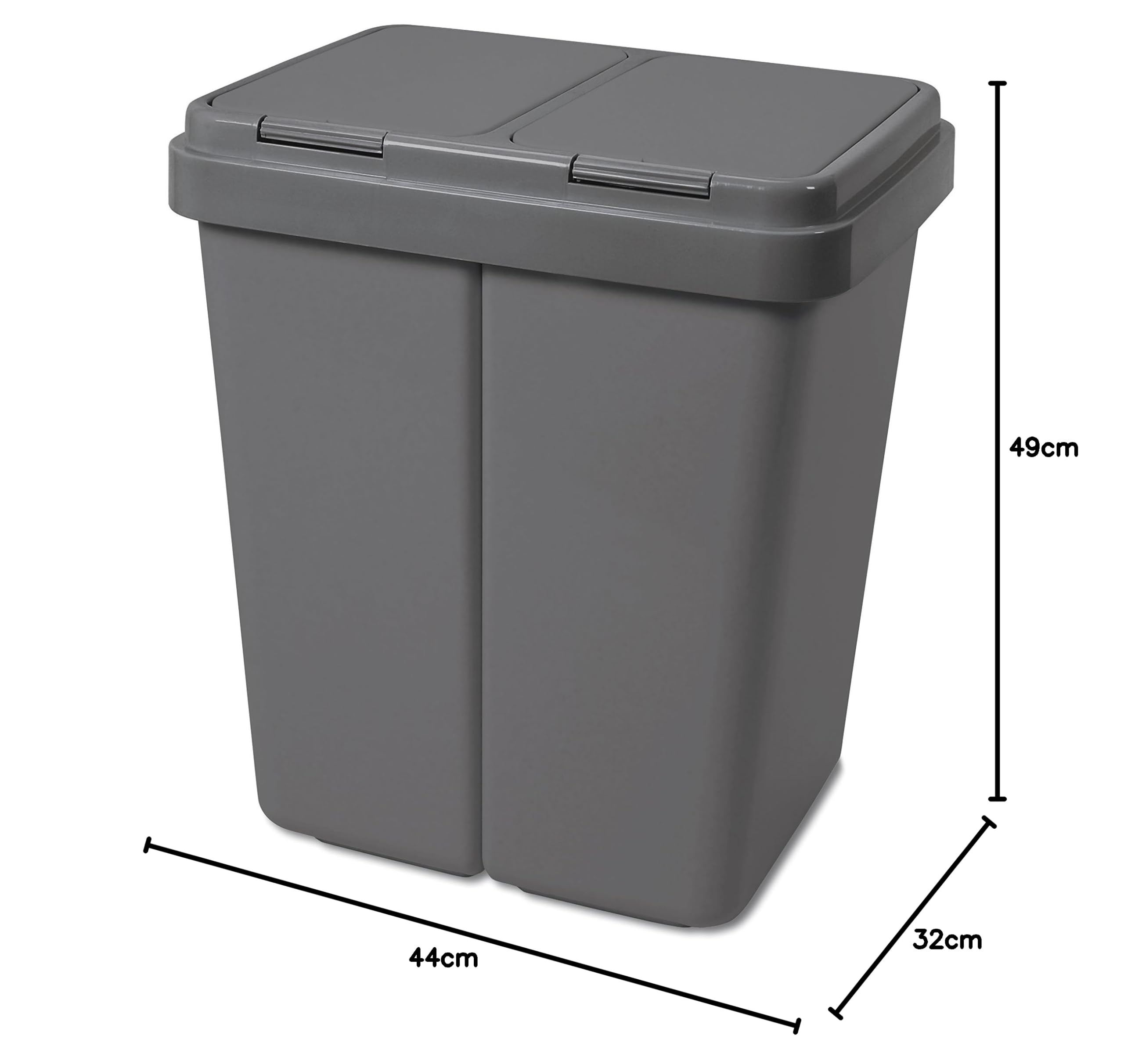 Alpfa Müllbehälter 2 x 25 L Duo Bin Mülleimer GRAU inkl. 2 Ersatzfedern Küche, Haushalt & Wohnen