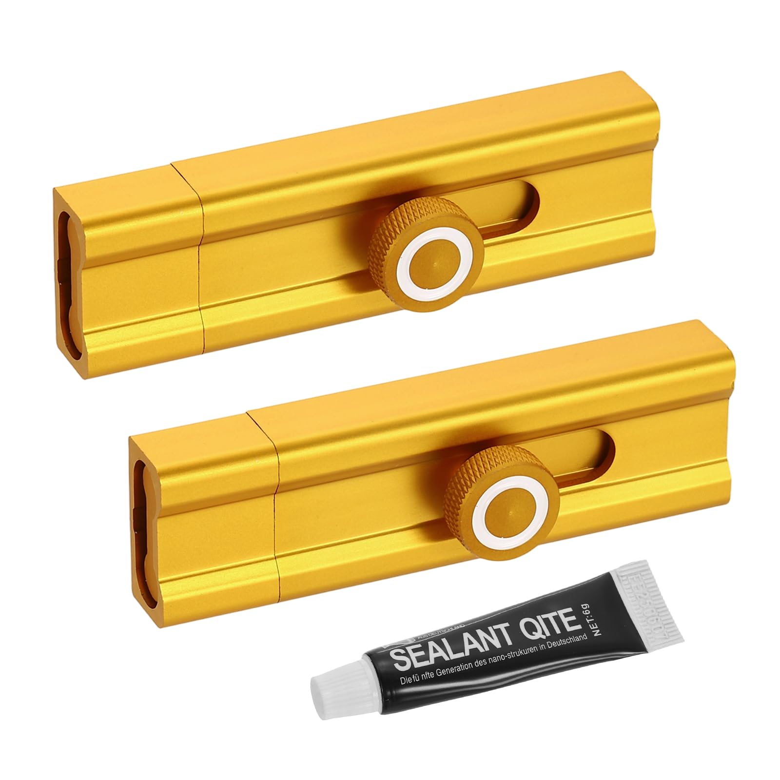 sourcing map 2Pcs Slide Lock, 4 Inch Adhesive Security Barrel Slide Bolt Latch, Aluminum Alloy Sliding Bolt Locks for Flush or Recessed Doors, Screen, Window, Patio Doors, Gold — image 1