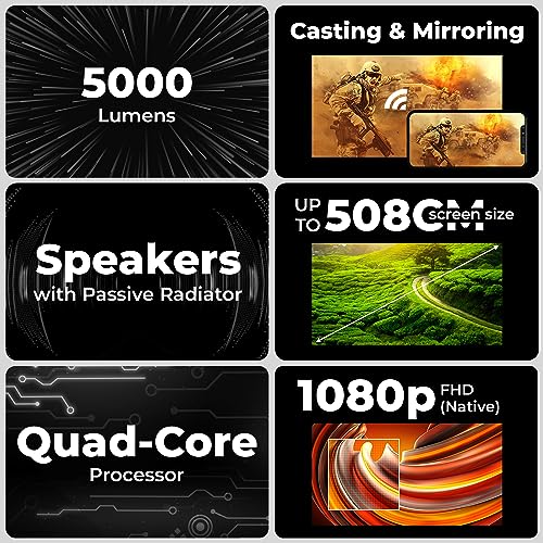 Image of ZEBRONICS PIXAPLAY 26, Smart LED Projector, Dolby Audio Upto 9000 Lumens, Upto 200 inch Screen Size, Quad Core Processor, Auto Focus & Keystone, Bluetooth, WiFi, HDMI-ARC, APP Support, Miracast