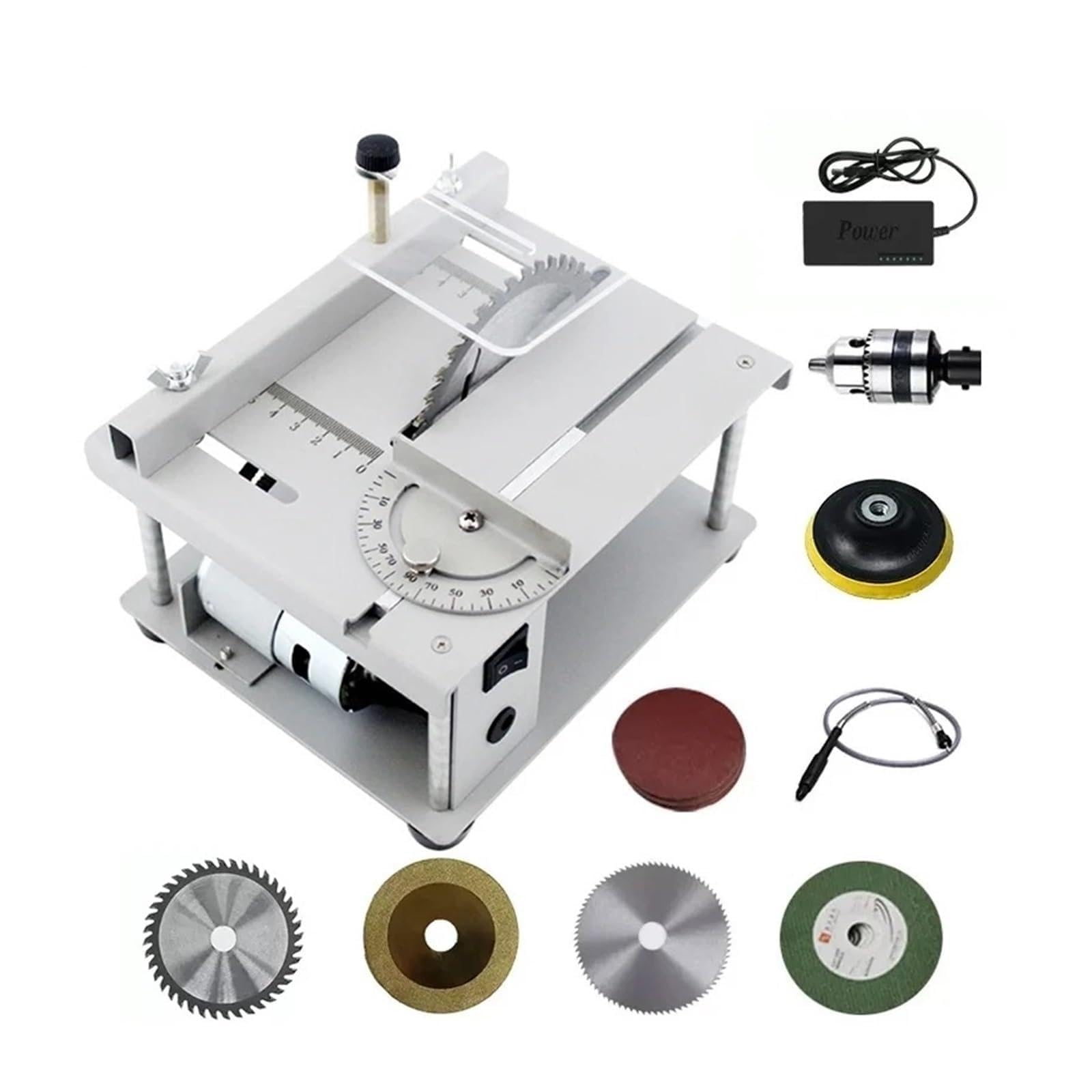 Mini precyzyjna piła stołowa Mini piła elektryczna Piła stołowa Przenośna piła stołowa do obróbki drewna Wielofunkcyjna maszyna do cięcia(B)