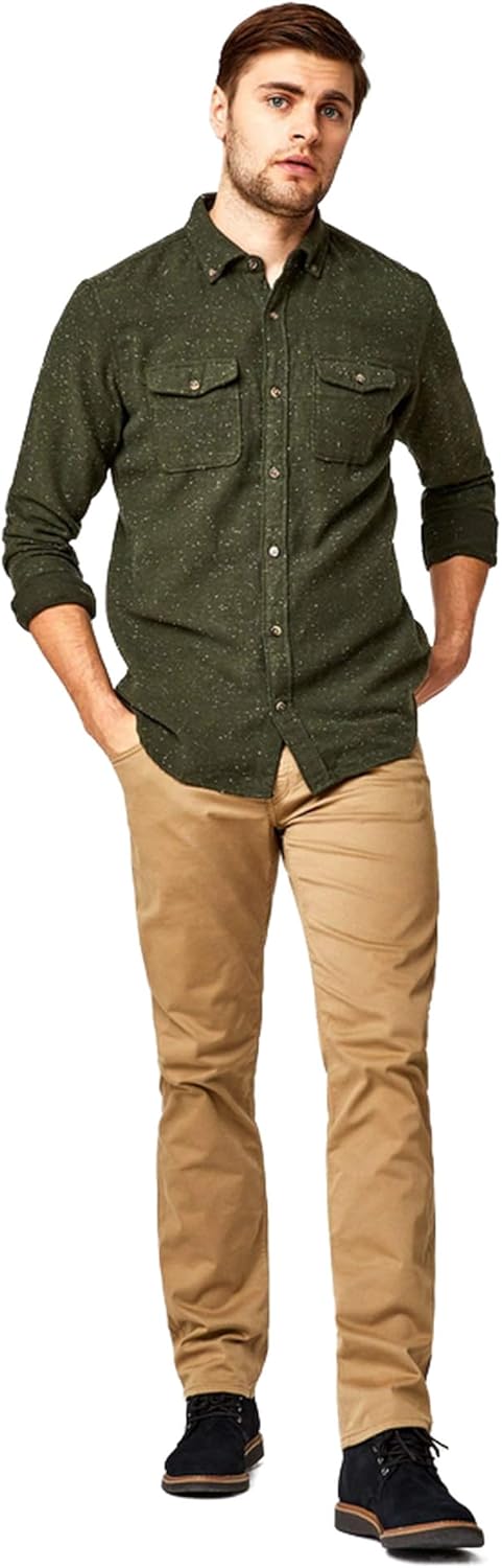 Mavi Zach Men's Straight Leg Pants, Regular Rise Twill Pants for Men, British Khaki Twill, Khaki Work Pants, 35 x 34