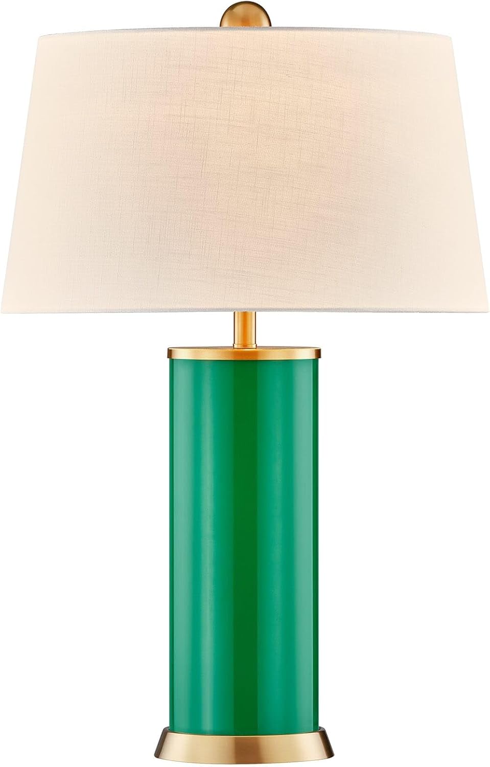 Coco & Dash 11-CD20-JG Melissa Table Lamp with White Fabric Shade, 1-Light 100 Watt, 29"H x 19"W, Jolly Green Finish & Warm Brass Accents