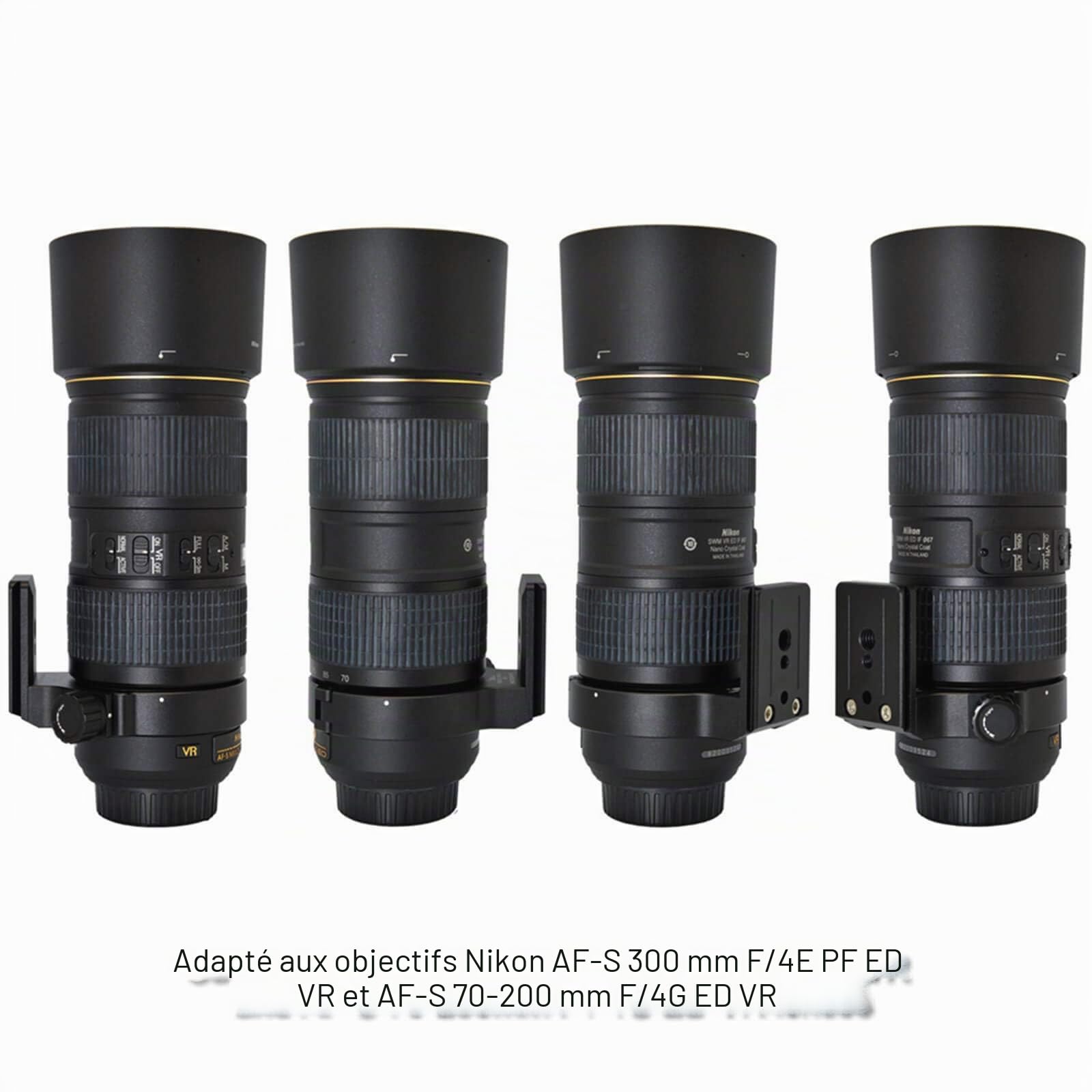 iShoot Bague de fixation pour trépied pour Nikon RT-1 Nikkor AF-S 300 mm F/4E PF ED VR & AF-S 70-200 mm F/4G ED VR, plaque de dégagement rapide inférieure compatible avec Arca-Swiss 39 mm Fit Ballhead