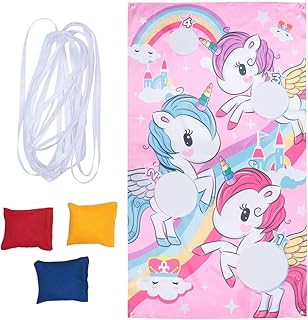 NUOBESTY Kids Ring Toss Game Kids Sandbag Toss Game Throwing Bean Bag Outdoor Garden Party Sandbag Game Children Sports Exercise Toy (Random Sandbag Color) Ring Toss Toy