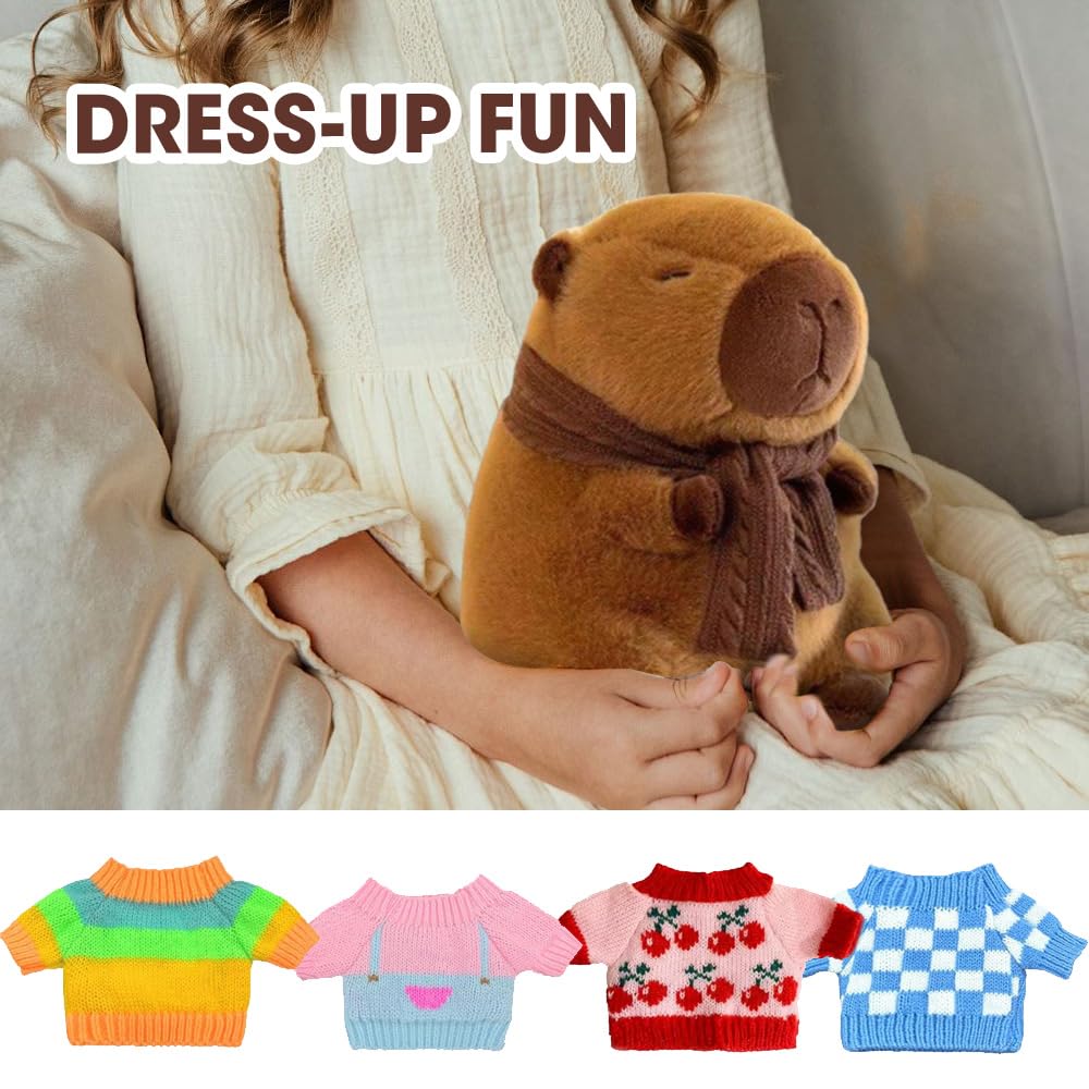 Dhqkqg Capybara Plush Toy, Capybara Plush with Clothes&Accessories, Dress Up Capy-bara Plush Toy, Capy-bara Stuffed Animal - Image 2