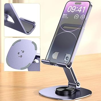Ht-72 Metal Table Top Phone Holder Aluminum 360 Degree Rotatable Tablet Stand Lilac