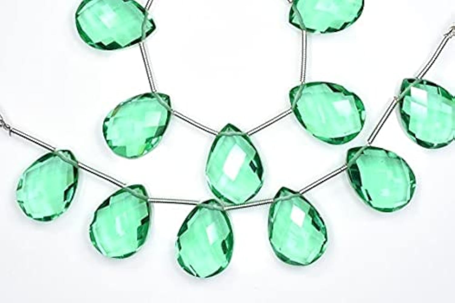 Perles florite green quartz briolette pour créer vos boucles d'oreilles