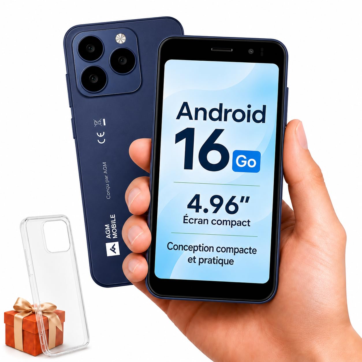 AGM Note N2 Smartphone pour Ado Android 16 go,Mini Téléphone Écran 4,96"