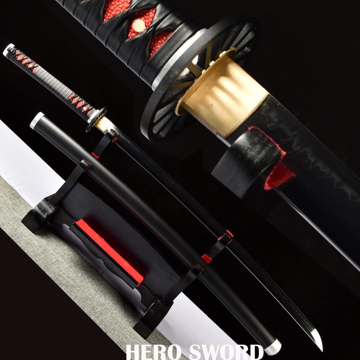 Japanese Anime Sword, Handmade Full Tang Samurai Sword, Sharp Practical Katana, DemonSlayers Katana Sword Kamado Tanjirou Knife -Clay Tempered T10 Steel-Razor Sharp