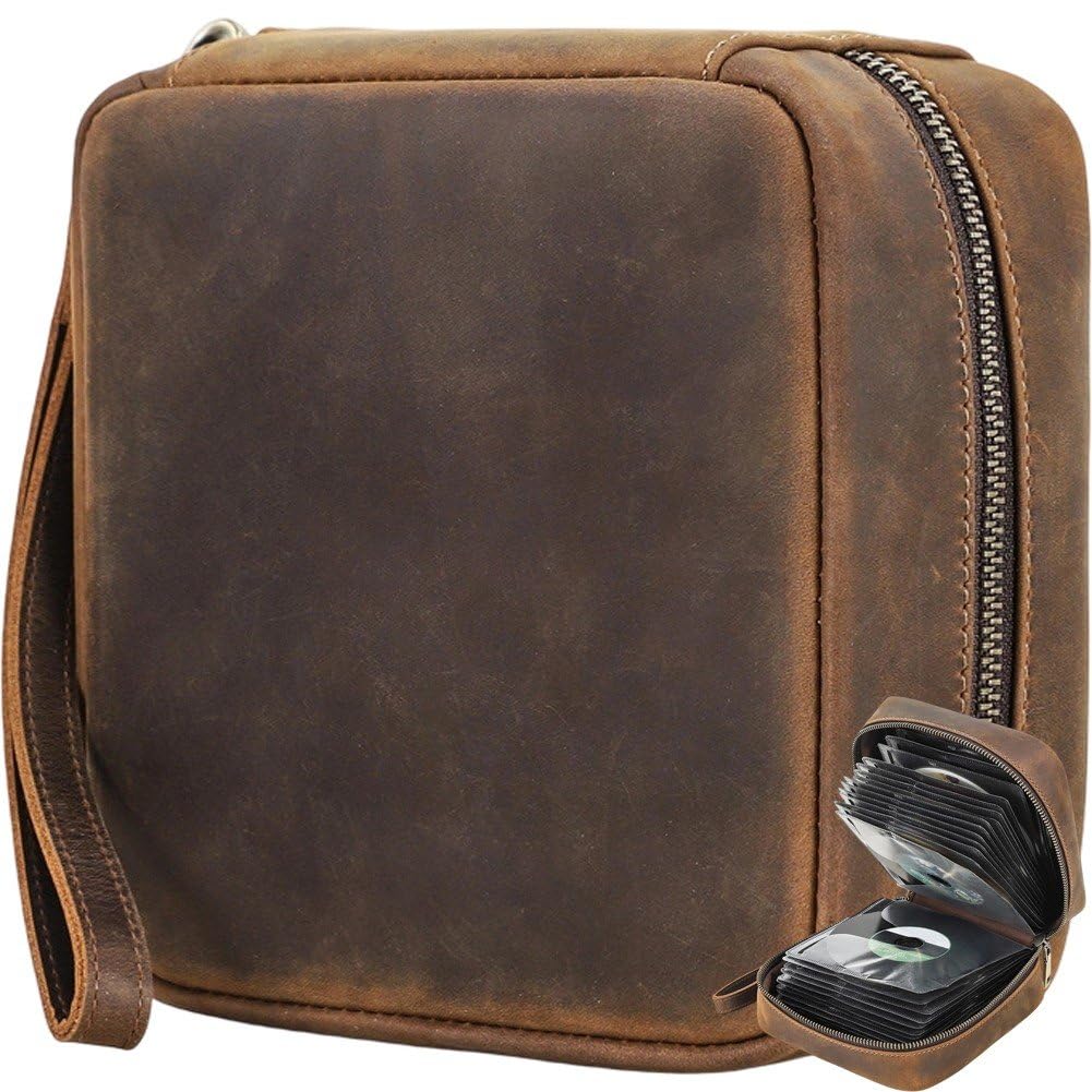 Custodia Porta Dvd in Pelle con Chiusura a Cerniera, Impermeabile E Antipolvere, Organizer Rigido per