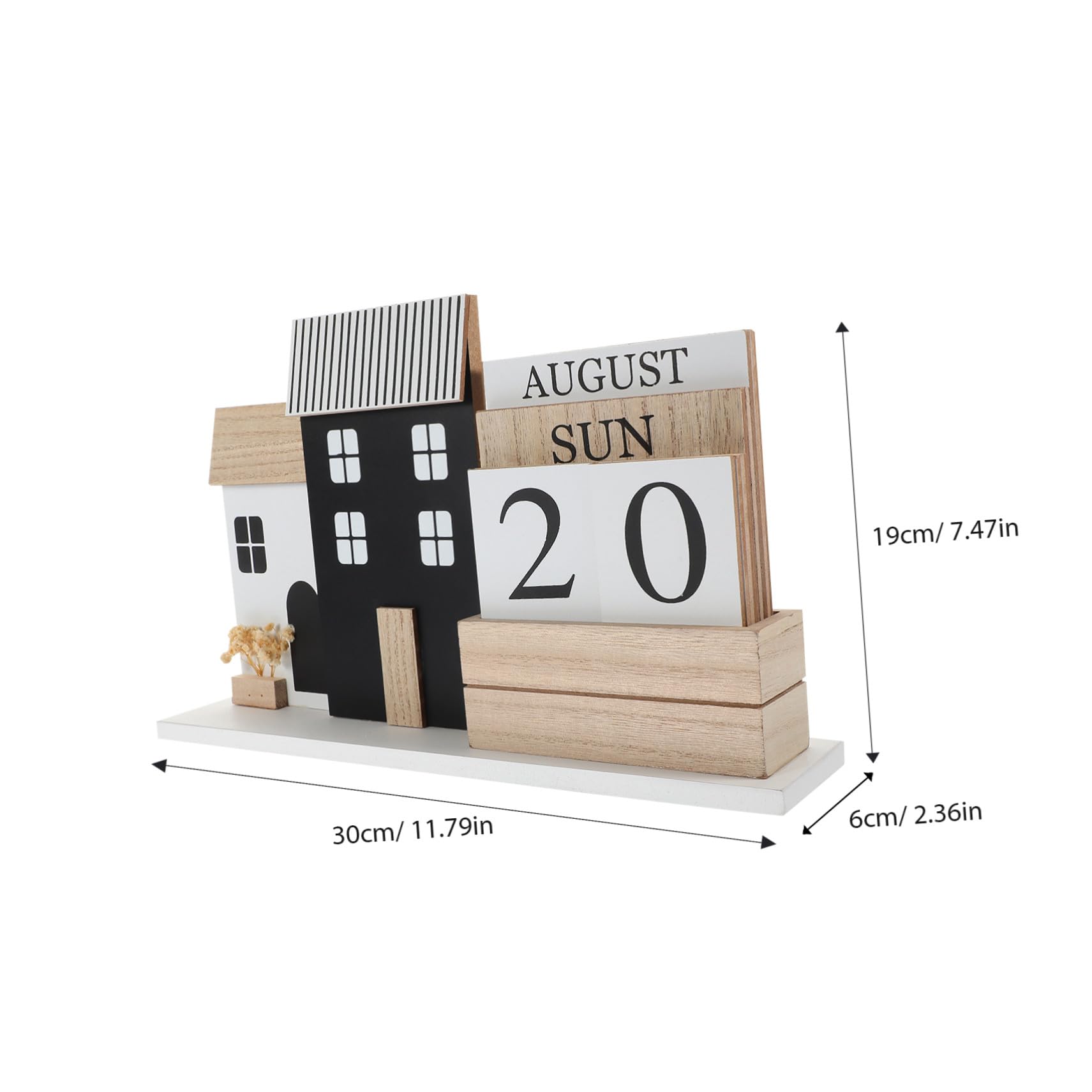 Calendario da Tavolo in Legno Calendario Manuale con Pagine Girabili Decorazione Rustica per Scrivania Casa e Ufficio Compatto e Riutilizzabile