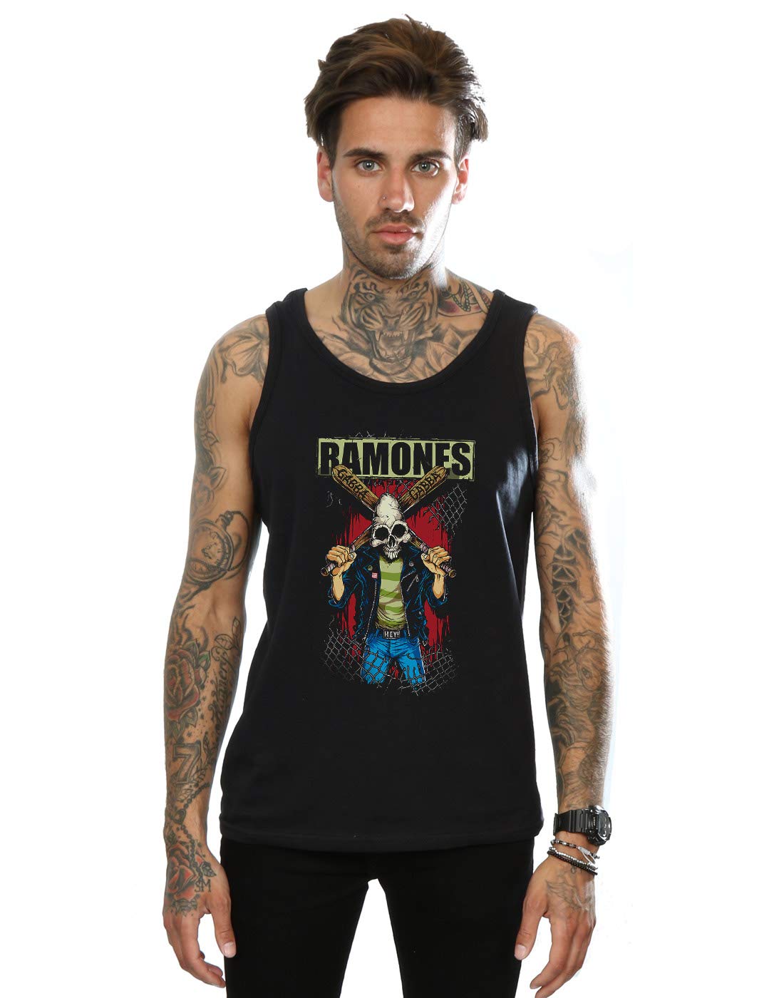 Absolute Cult Men's Black Ramones Gabba Gabba Hey Pinhead Vest X-Large