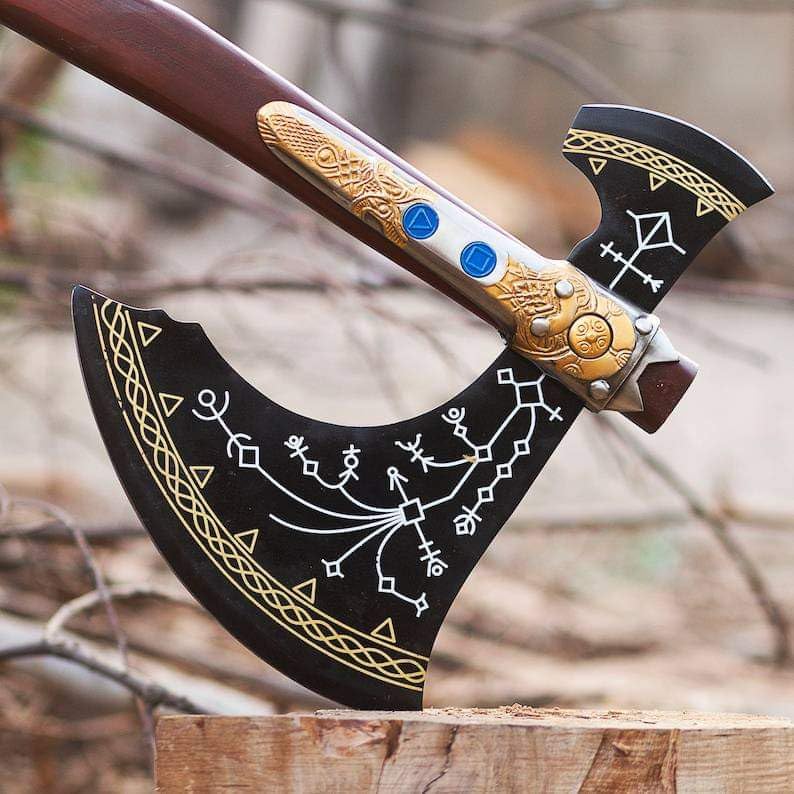 WAZIR Crafts 35 Handmade Kratoss Viking Axe God of War Viking Axe Cosplay Axe Cosplay Armor Cosplay Weapon Prop Replica Kratoss Weapon (WCA-026)