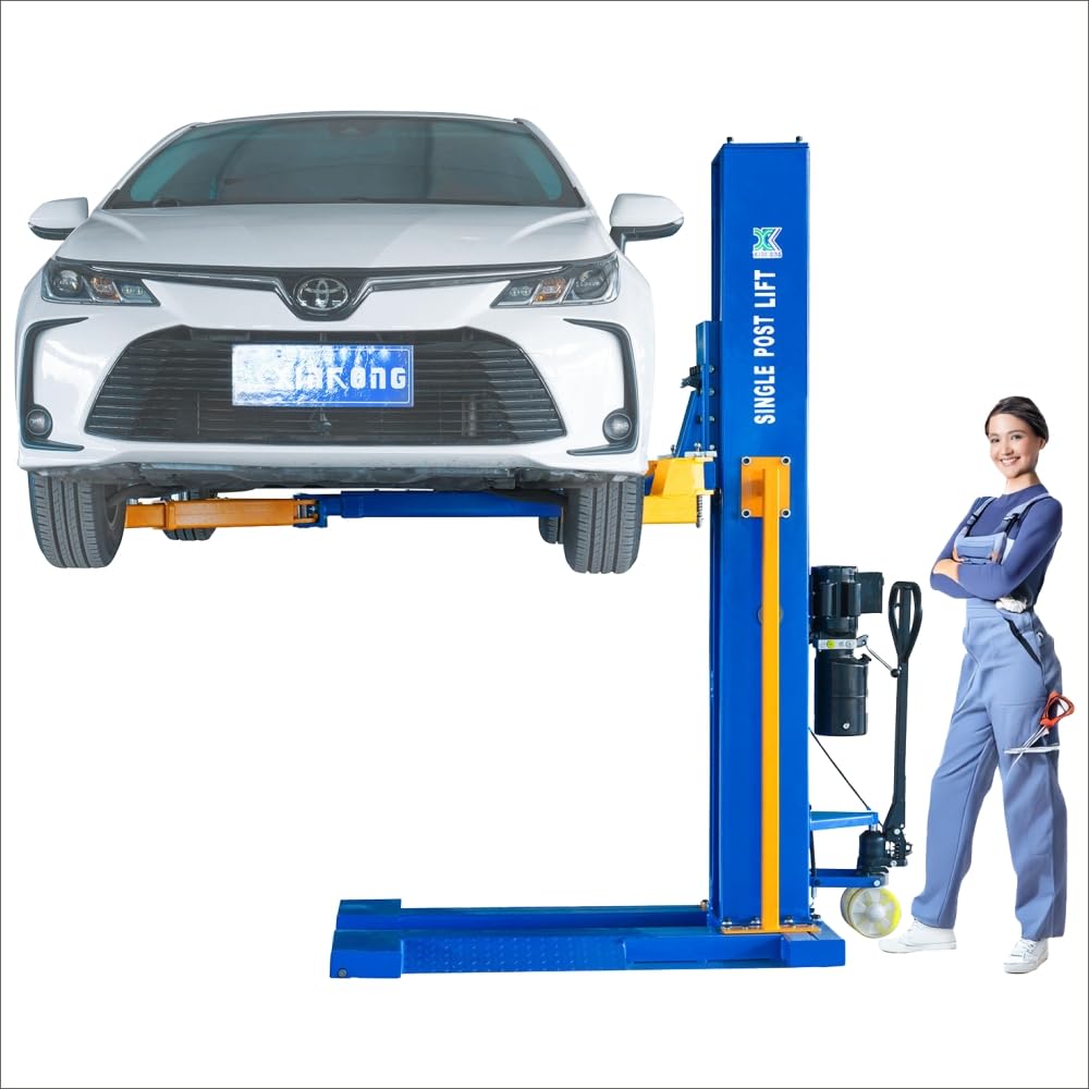 XK M6200 Car Lifts Model 220V Manually Unlock Mobile 6200Lbs Capacity Single Post Lift 36 Months Parts Replacement