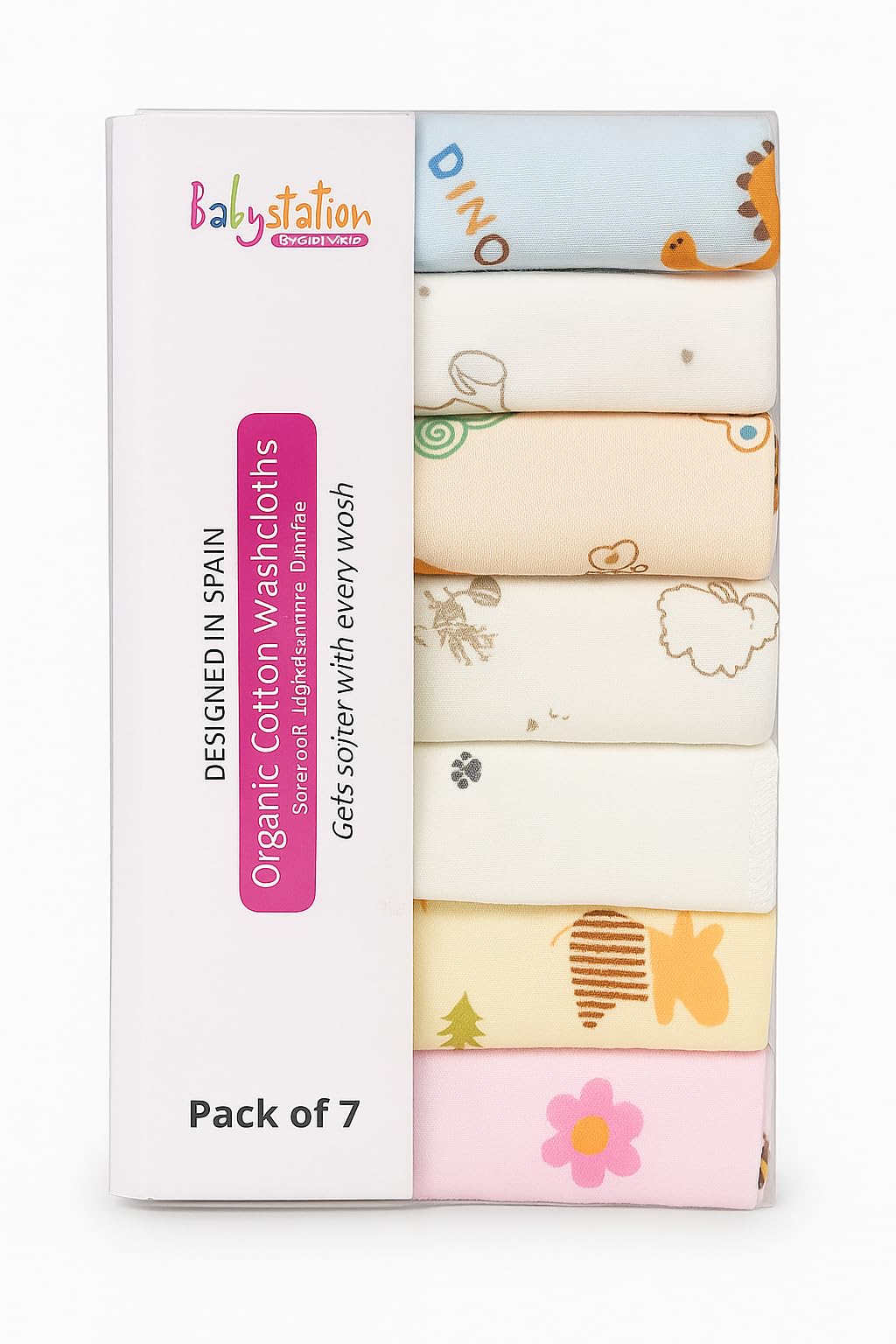 BABY STATION Washcloth for New Born 100% Hosiery Organic Cotton/Reusable Extra Soft Face Towels for Babies (7 Pieces) 22 X 22 CM Gentle & Absorbent Towels for Infants (1, Mix Color)-image-46