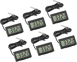 ARCELI Digital LCD Thermometer Temperature Monitor with External Probe for Refrigerator Freezer Fridge Aquarium - Black (6 Pieces)