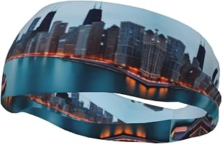 Chicago Print Fashionable Sporty Headband for Men and Women,Perfect for Any Athletic Activities, Black