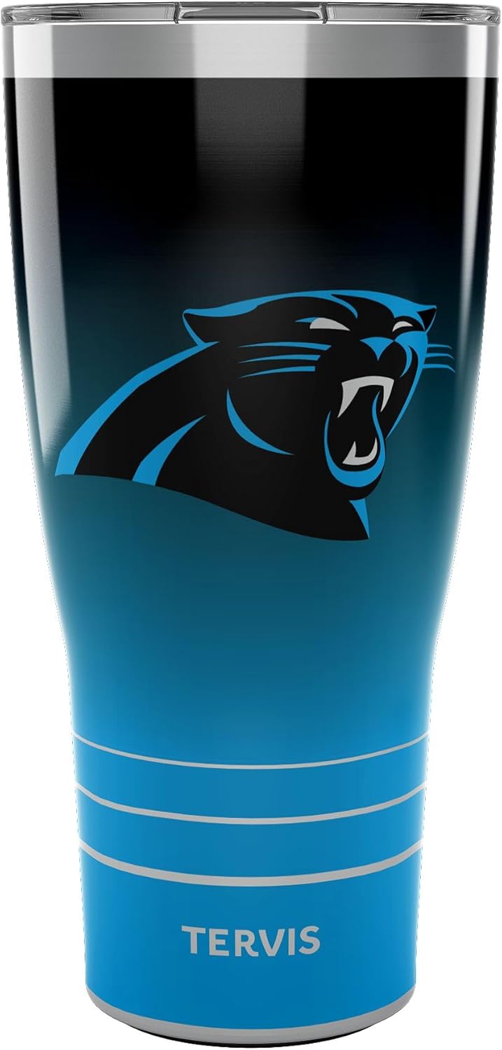 Tervis Traveler NFL Carolina Panthers - Ombre Triple Insulated Tumbler Travel Cup Keeps Drinks Cold & Hot, 30oz, Stainless Steel
