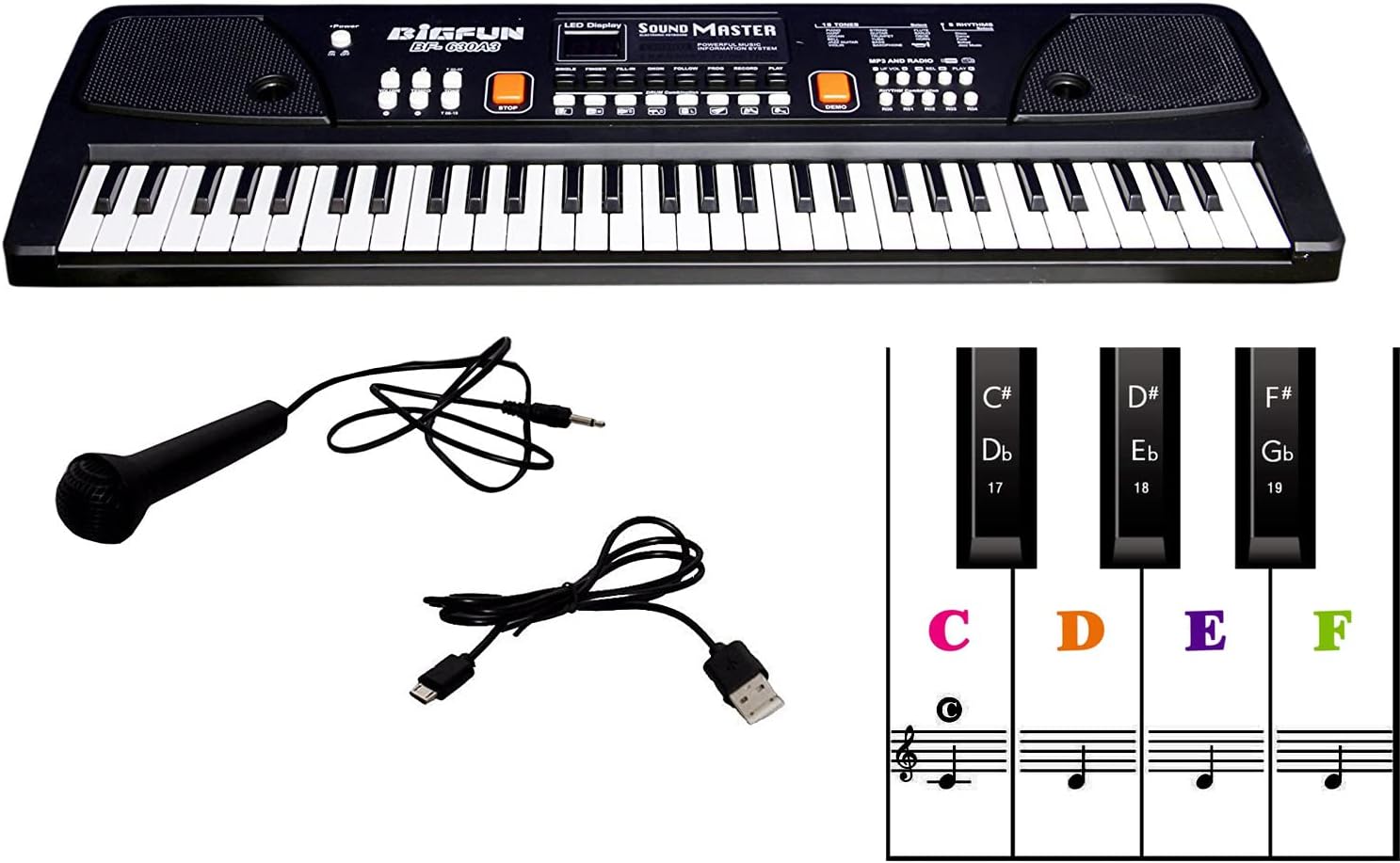 Electronic Digital Piano Keyboard 61 Keys- Multi-Function Portable Piano Keyboard Electronic Organ with Charging Function for Beginners- Chargeable With Sticker